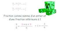 fraction comme somme d'un entier et d'une fraction en sixime